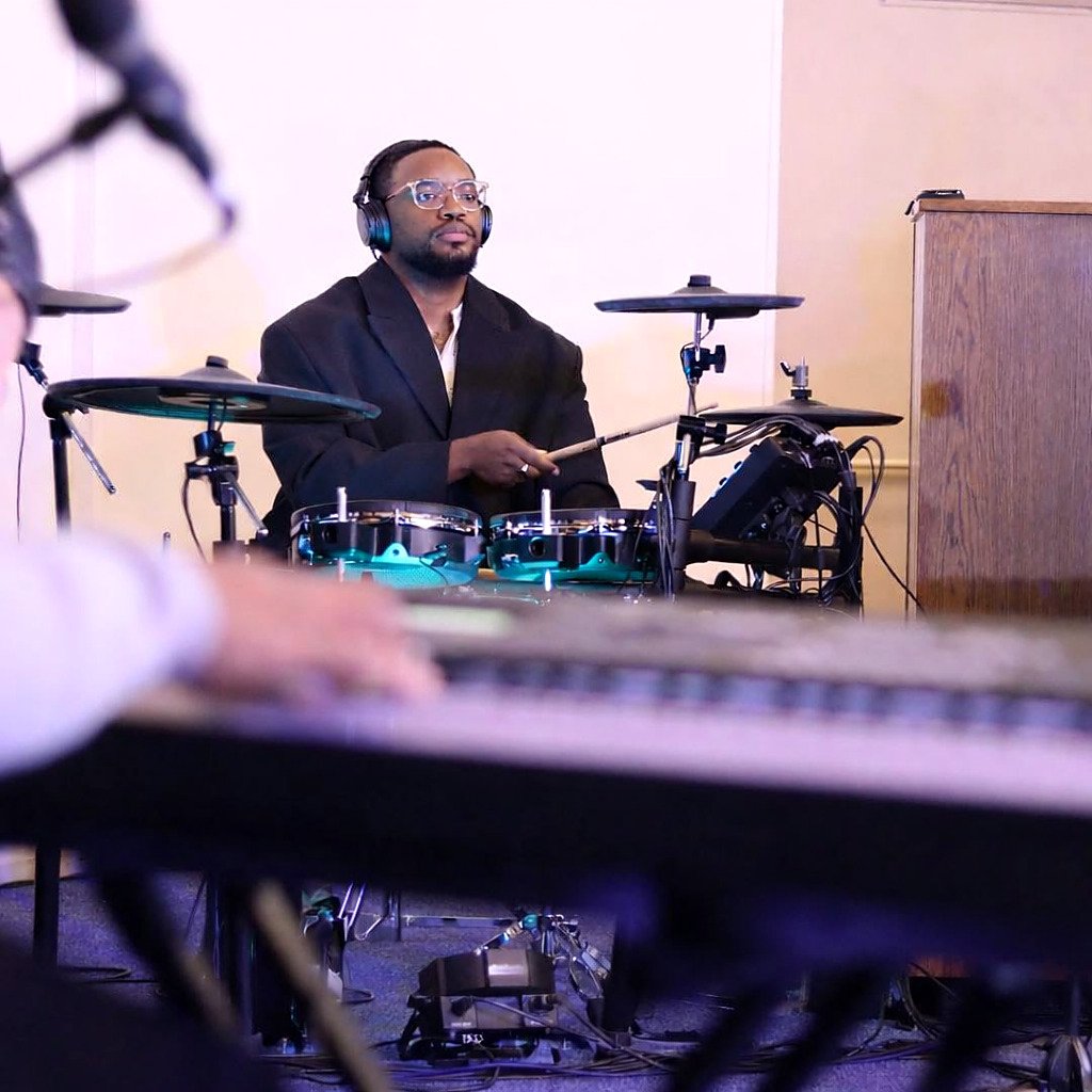Kirsten Gabriel Maria on drums during a performance